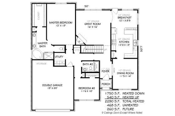 Floor Plan - Main Floor for European House Plan #424-87 - 4 bed, 3 bath