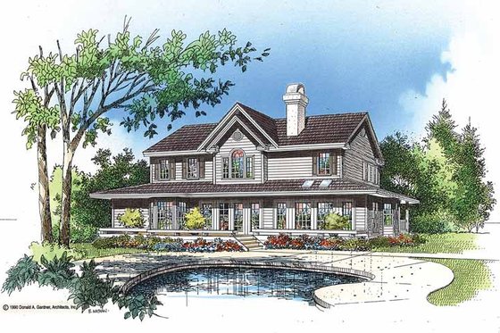 Exterior - Rear Elevation for Country House Plan #929-75 - 4 bed, 3.5 bath