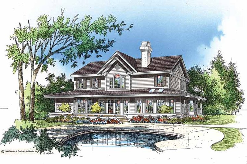 House Blueprint - Exterior - Rear Elevation for Country House Plan #929-75 - 4 bed, 3.5 bath