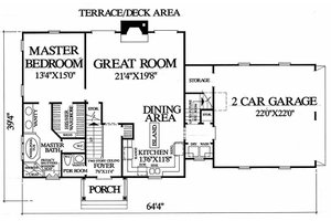 Floor Plan - Main Floor for Colonial House Plan #137-180 - 3 bed, 2.5 bath
