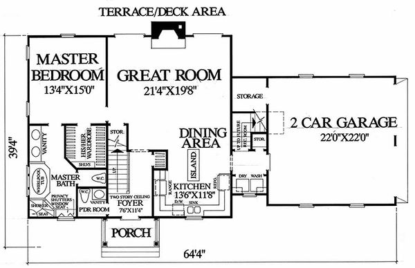Architectural House Design - Colonial Floor Plan - Main Floor Plan #137-180