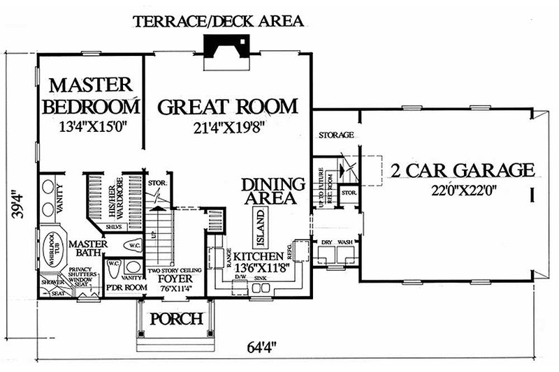 Home Plan - Floor Plan - Main Floor for Colonial House Plan #137-180 - 3 bed, 2.5 bath