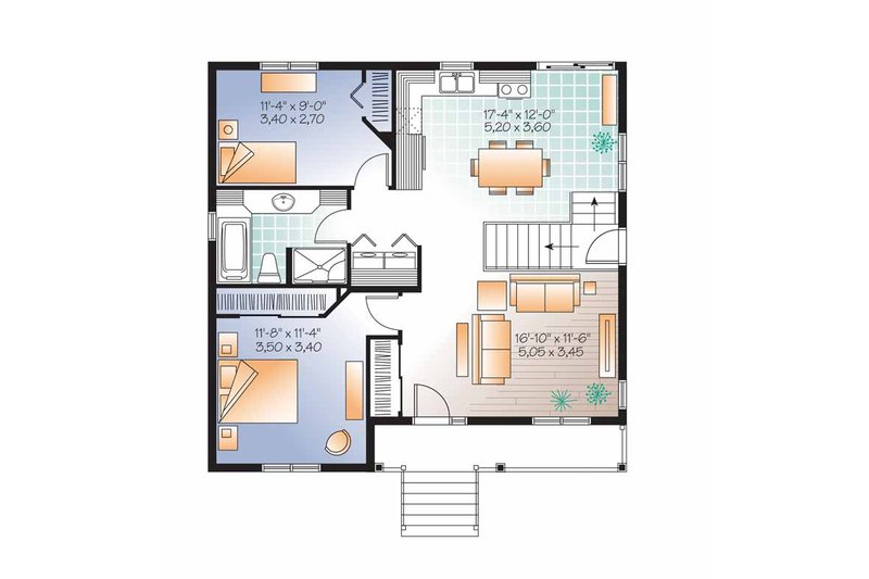 Architectural House Design - Floor Plan - Main Floor for Country House Plan #23-2519 - 2 bed, 1 bath