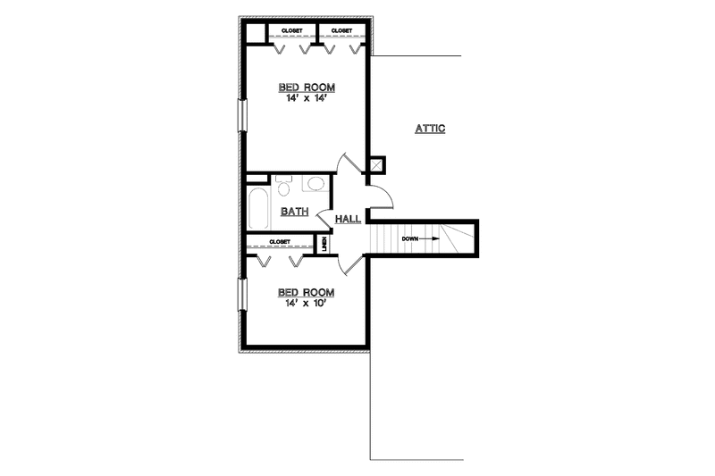 Home Plan - Floor Plan - Upper Floor for European House Plan #45-543 - 3 bed, 2 bath