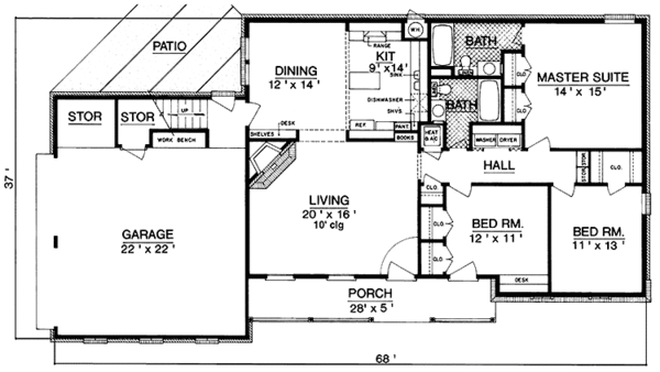 House Design - Country Floor Plan - Main Floor Plan #45-538