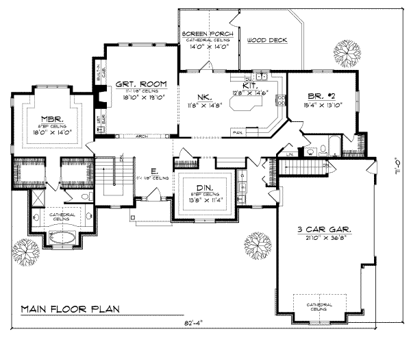 Dream House Plan - Traditional Floor Plan - Main Floor Plan #70-529