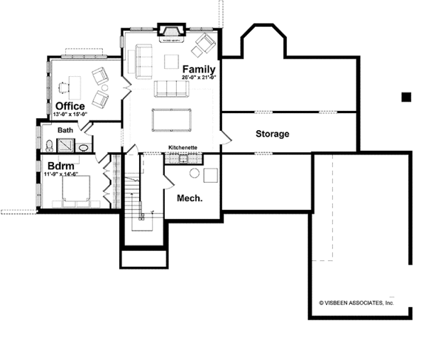 Architectural House Design - Traditional Floor Plan - Lower Floor Plan #928-222