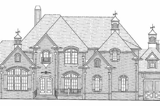Exterior - Rear Elevation for Country House Plan #54-297 - 4 bed, 4.5 bath
