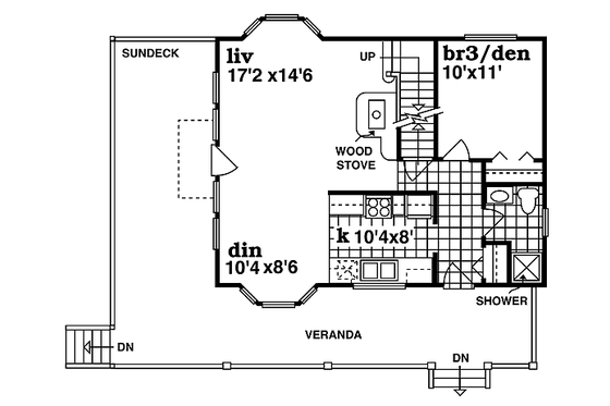 Floor Plan - Main Floor for Country House Plan #47-383 - 3 bed, 2 bath