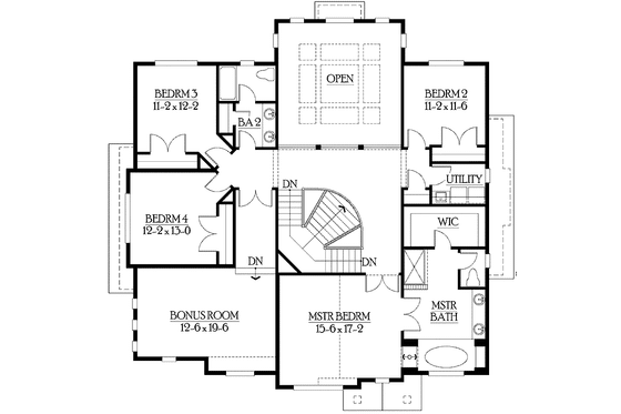 Floor Plan - Upper Floor for Craftsman House Plan #132-446 - 4 bed, 2 bath