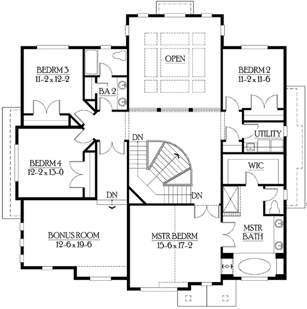 Craftsman Floor Plan - Upper Floor Plan #132-446