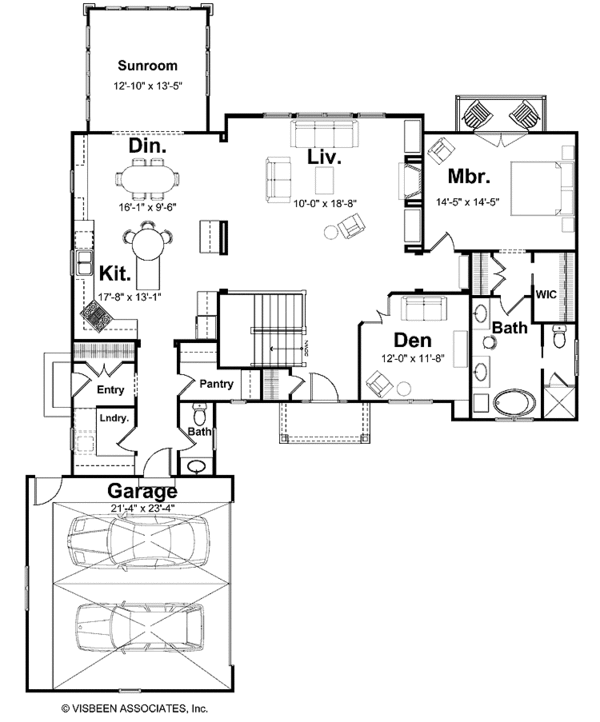 Architectural House Design - Craftsman Floor Plan - Main Floor Plan #928-87