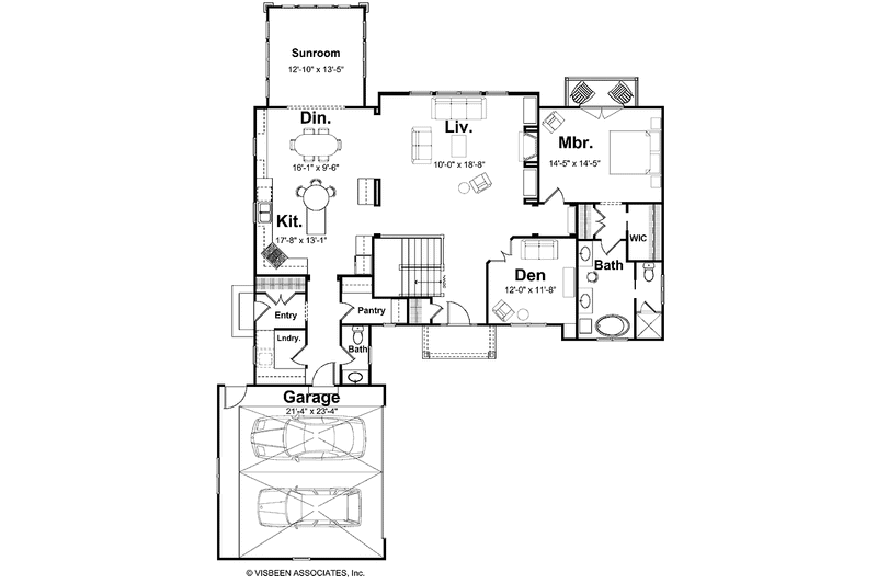 Home Plan - Floor Plan - Main Floor for Craftsman House Plan #928-87 - 2 bed, 2.5 bath