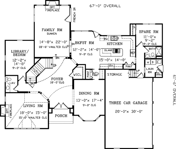 Architectural House Design - European Floor Plan - Main Floor Plan #456-111