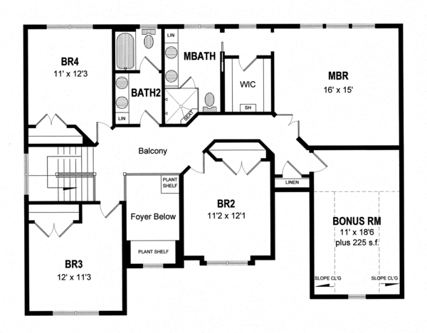 Architectural House Design - Traditional Floor Plan - Upper Floor Plan #316-289