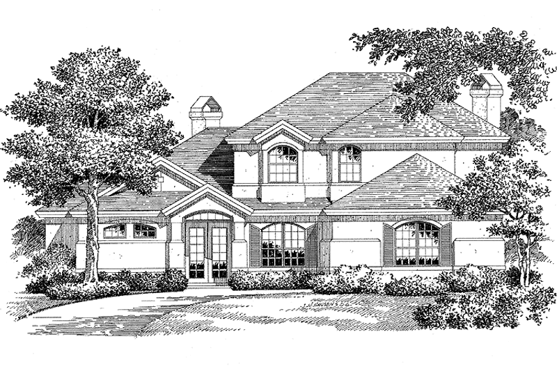 Home Plan - Exterior - Front Elevation 3 for Mediterranean House Plan #999-22 - 4 bed, 4.5 bath