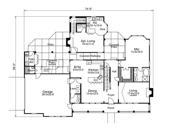 Dream House Plan - 3300 square foot 5 bedroom country plan with apartment
