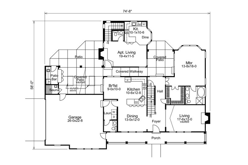 Home Plan - 3300 square foot 5 bedroom country plan with apartment