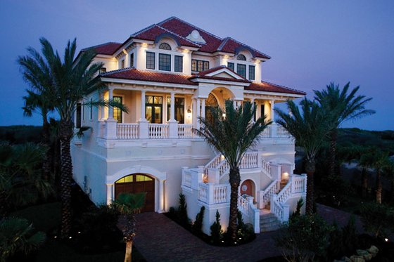 Exterior - Front Elevation 1 for Mediterranean House Plan #929-900 - 5 bed, 6.5 bath