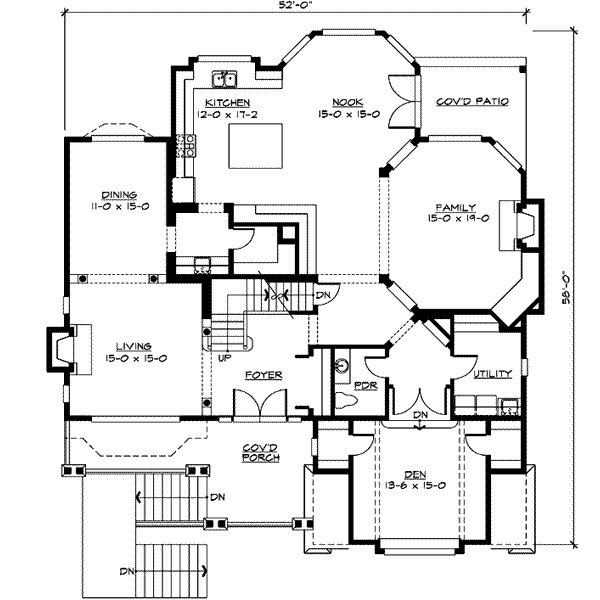 Craftsman Floor Plan - Main Floor Plan #132-163