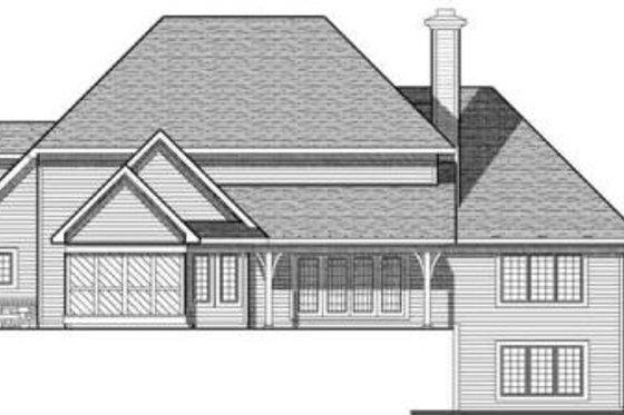 Exterior - Rear Elevation for European House Plan #70-641 - 4 bed, 3.5 bath