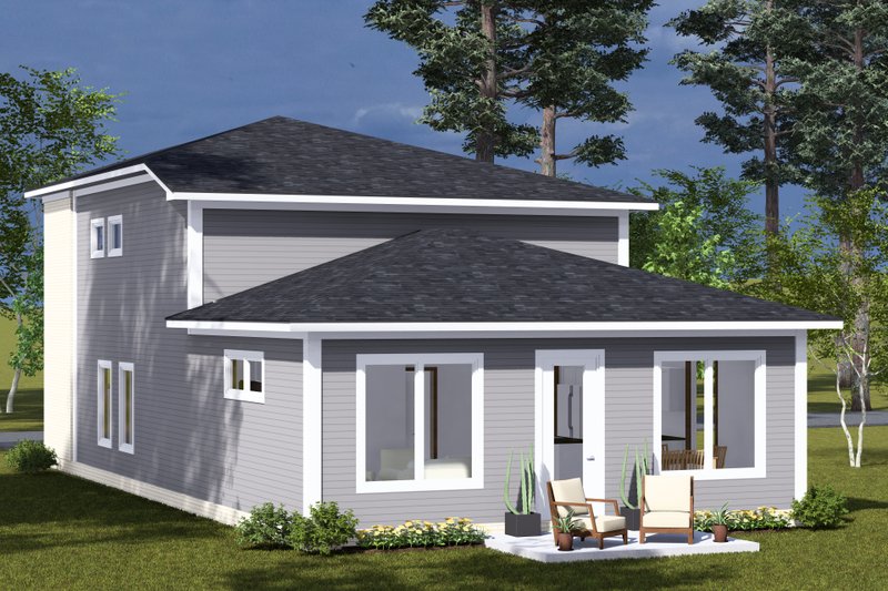 House Design - Exterior - Rear Elevation for Modern House Plan #513-2299 - 3 bed, 3 bath