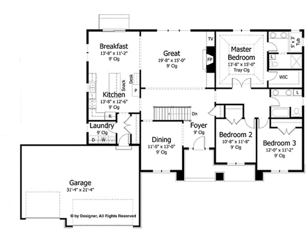 Architectural House Design - European Floor Plan - Main Floor Plan #51-993
