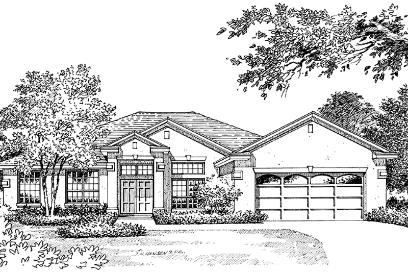 House Blueprint - Exterior - Front Elevation 3 for Mediterranean House Plan #1015-15 - 4 bed, 3 bath