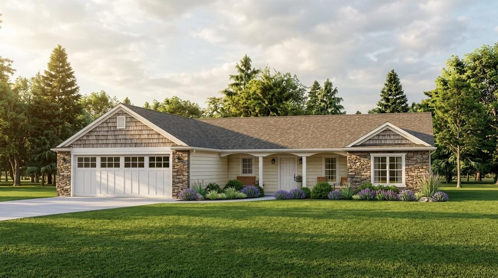 Exterior - Front Elevation 2 for Ranch House Plan #1064-80 - 3 bed, 2.5 bath