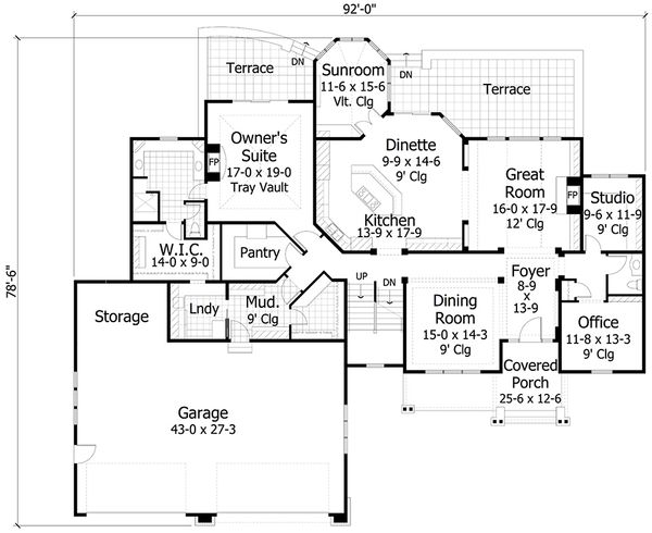 Craftsman Floor Plan - Main Floor Plan #51-556