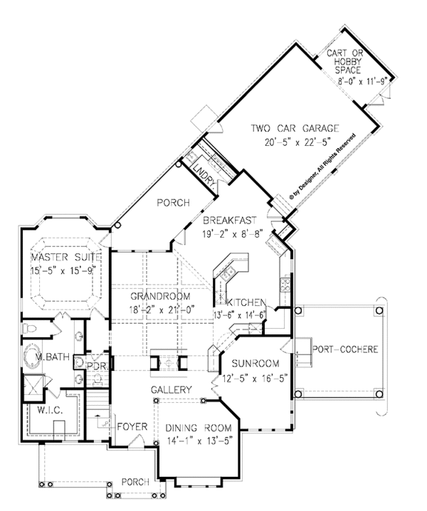 House Plan Design - Colonial Floor Plan - Main Floor Plan #54-273