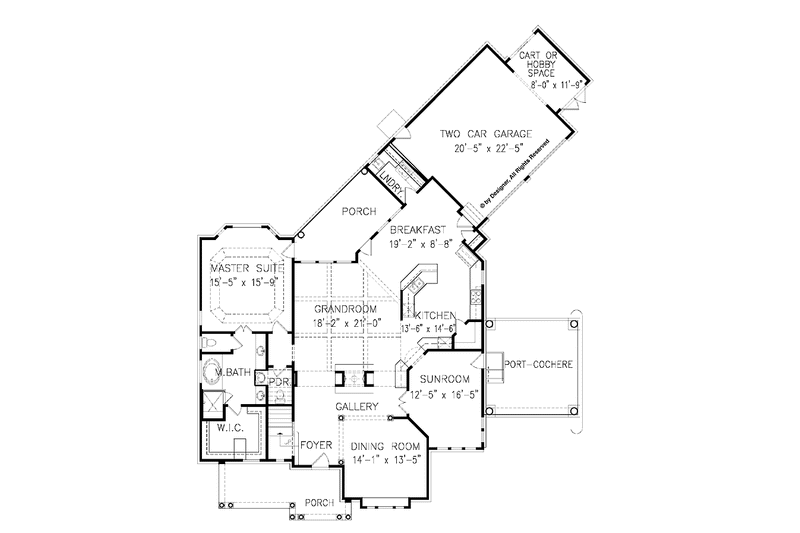 Home Plan - Floor Plan - Main Floor for Colonial House Plan #54-273 - 3 bed, 2.5 bath