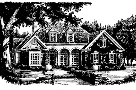 Exterior - Front Elevation 3 for European House Plan #927-495 - 3 bed, 2.5 bath