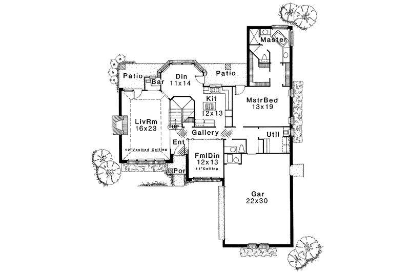 House Blueprint - Floor Plan - Main Floor for Traditional House Plan #310-1051 - 3 bed, 2.5 bath