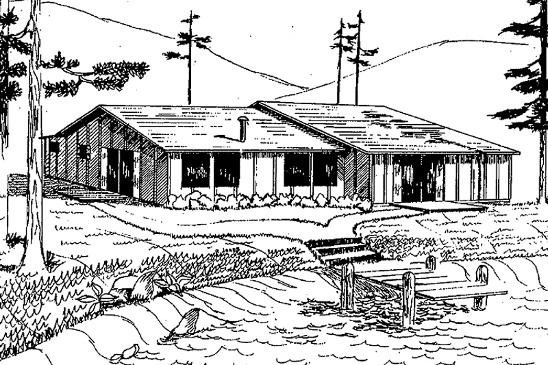 Home Plan - Exterior - Front Elevation 3 for Contemporary House Plan #60-747 - 3 bed, 2 bath