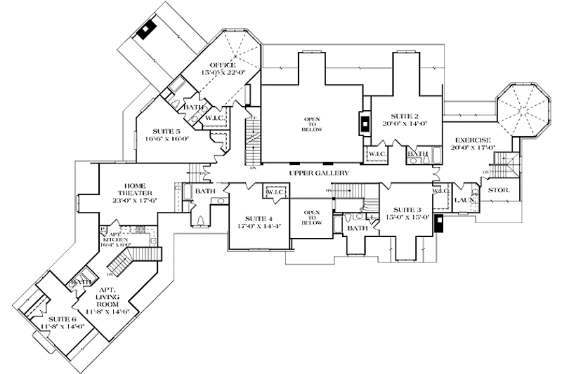 Home Plan - Floor Plan - Upper Floor for Country House Plan #453-245 - 6 bed, 7.5 bath