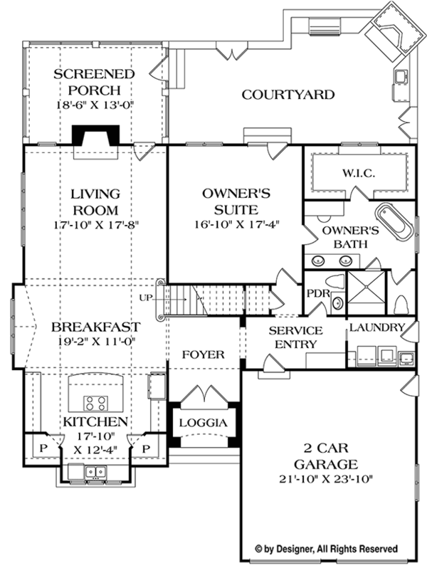 House Plan Design - European Floor Plan - Main Floor Plan #453-624