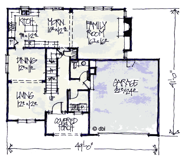 Architectural House Design - European Floor Plan - Main Floor Plan #20-2034
