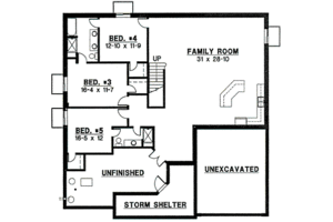 Floor Plan - Lower Floor for Traditional House Plan #67-828 - 5 bed, 4 bath