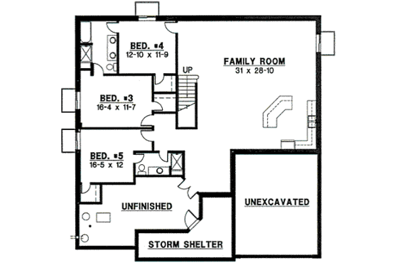 Floor Plan - Lower Floor for Traditional House Plan #67-828 - 5 bed, 4 bath