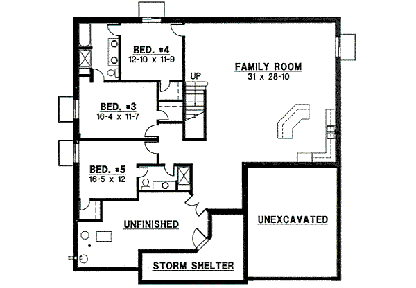 Traditional Floor Plan - Lower Floor Plan #67-828