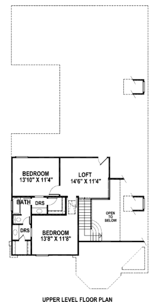 Floor Plan - Upper Floor for European House Plan #141-188 - 3 bed, 2.5 bath