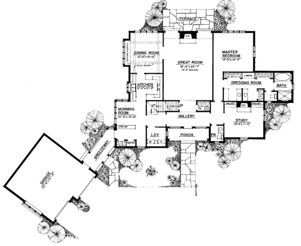 Architectural House Design - Tudor Floor Plan - Main Floor Plan #1016-62