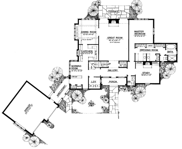 House Design - Tudor Floor Plan - Main Floor Plan #1016-62