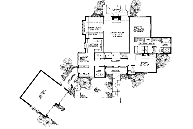 Dream House Plan - Floor Plan - Main Floor for Tudor House Plan #1016-62 - 3 bed, 2.5 bath