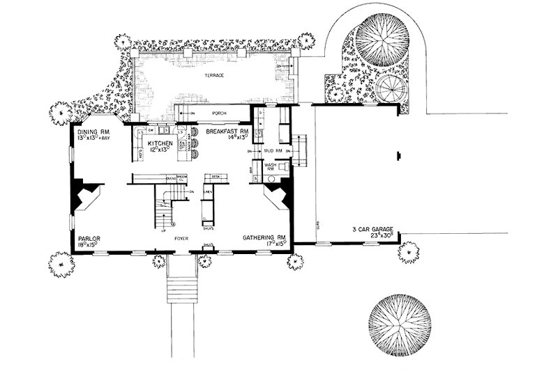 Home Plan - Floor Plan - Main Floor for Classical House Plan #72-696 - 3 bed, 2.5 bath