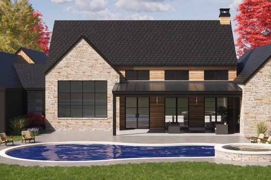 Exterior - Rear Elevation 1 for Modern House Plan #1096-51 - 4 bed, 3.5 bath