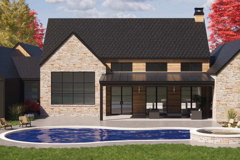 Dream House Plan - Exterior - Rear Elevation 1 for Modern House Plan #1096-51 - 4 bed, 3.5 bath