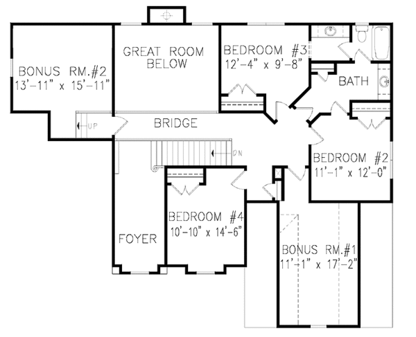 Home Plan - Country Floor Plan - Upper Floor Plan #54-335