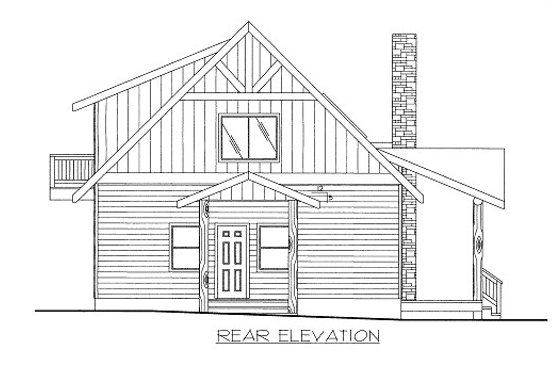Exterior - Rear Elevation for Cottage House Plan #117-712 - 2 bed, 2 bath
